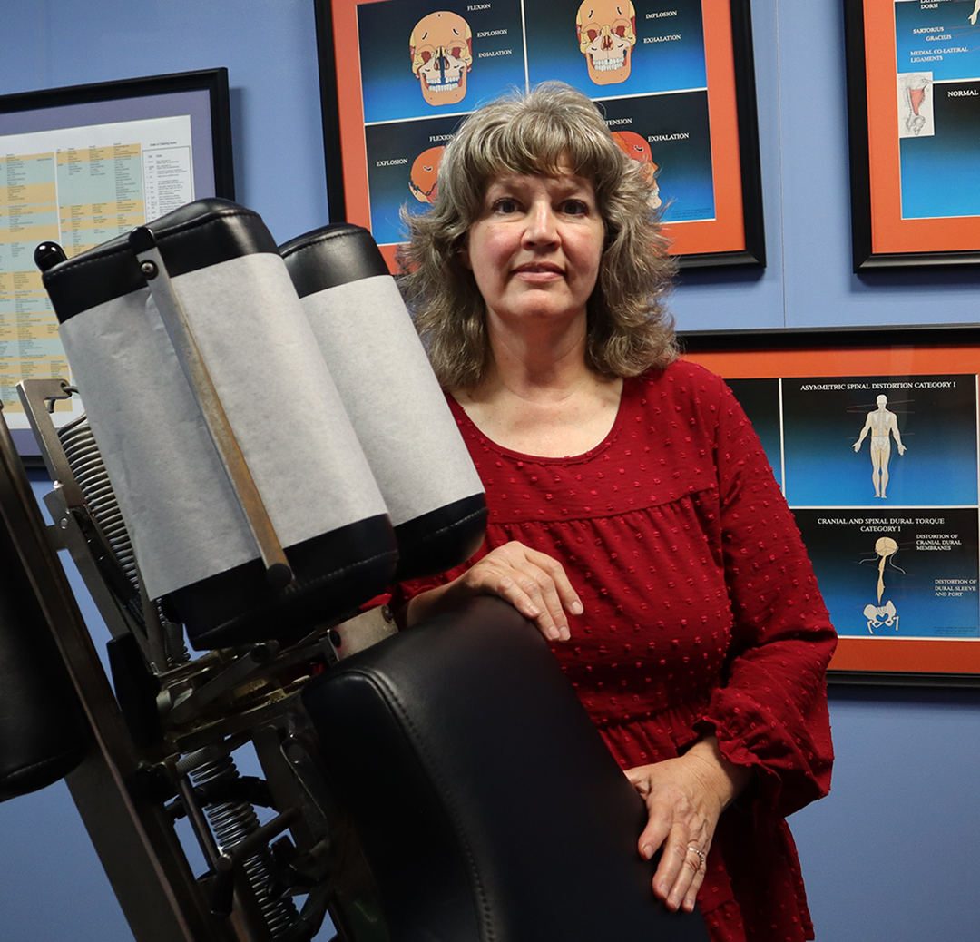 Dr. Dagney Stromberg in her Salina chiropractic office